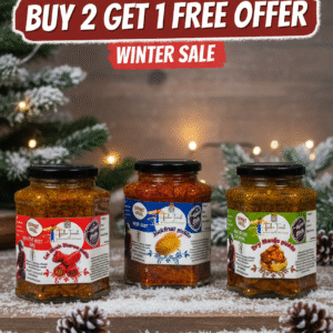 Combo - Lal Mirch Bharwa Pickle+ Kathal Pickle+ Dry Mango Pickle (450gm each) Buy 2 get 1 free